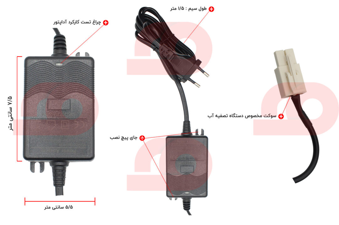 اینفوگرافی آداپتور دستگاه تصفیه آب پاور سوئیچینگ 1.7 آمپر 24 ولت