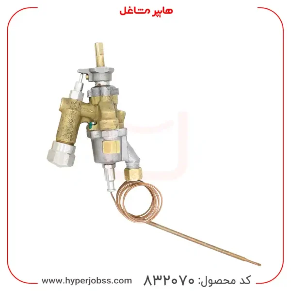 نمای کامل شیر ترموستاتیک فر اجاق گاز پارس مدل دو خروجی رزوه بیرون