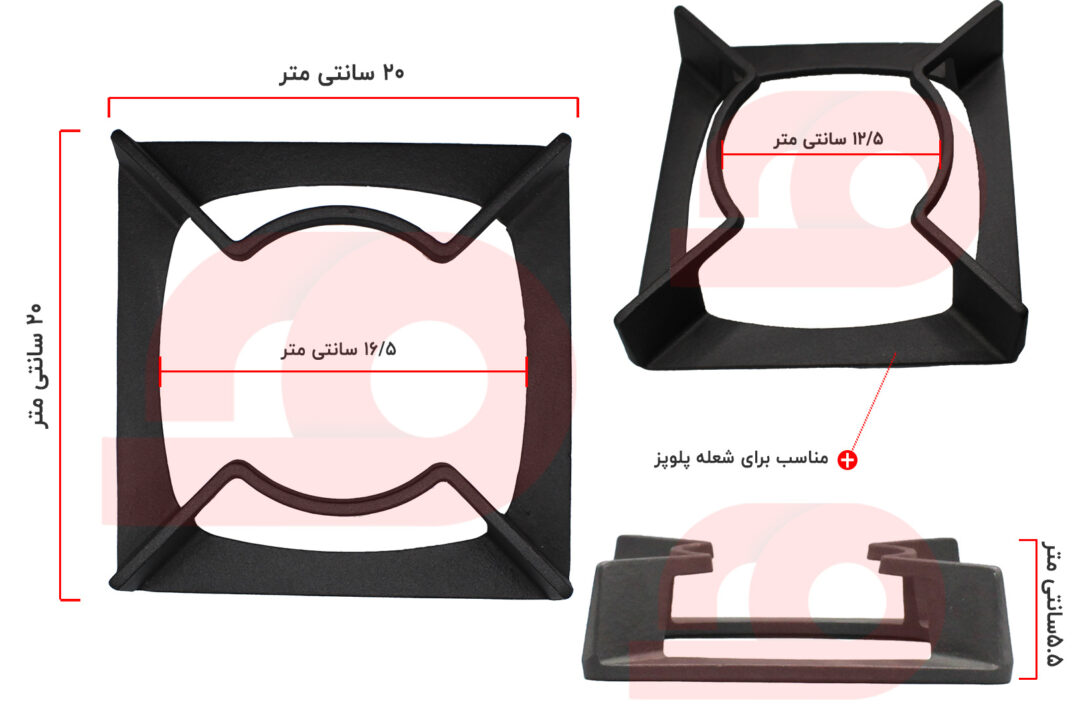 چدن شعله پلوپز اجاق گاز رومیزی تورینو مدل TG 504 اینفوگرافی